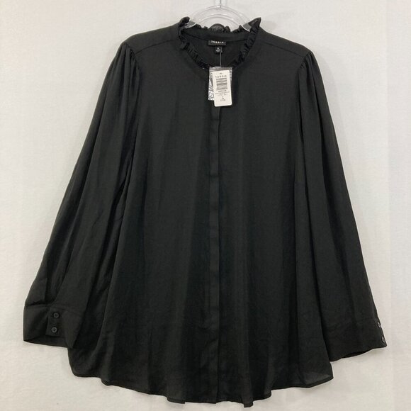 New Torrid 3X Madison Georgette Ruffle Mock Neck Button Up Shirt Preppy Office - Picture 3 of 12
